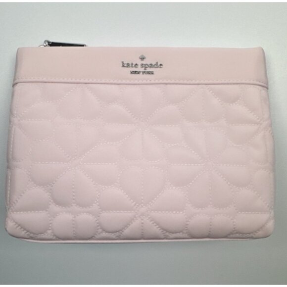 Kate Spade Spade Flower Quilted Cosmetic Pouch light Pink - Picture 7 of 10